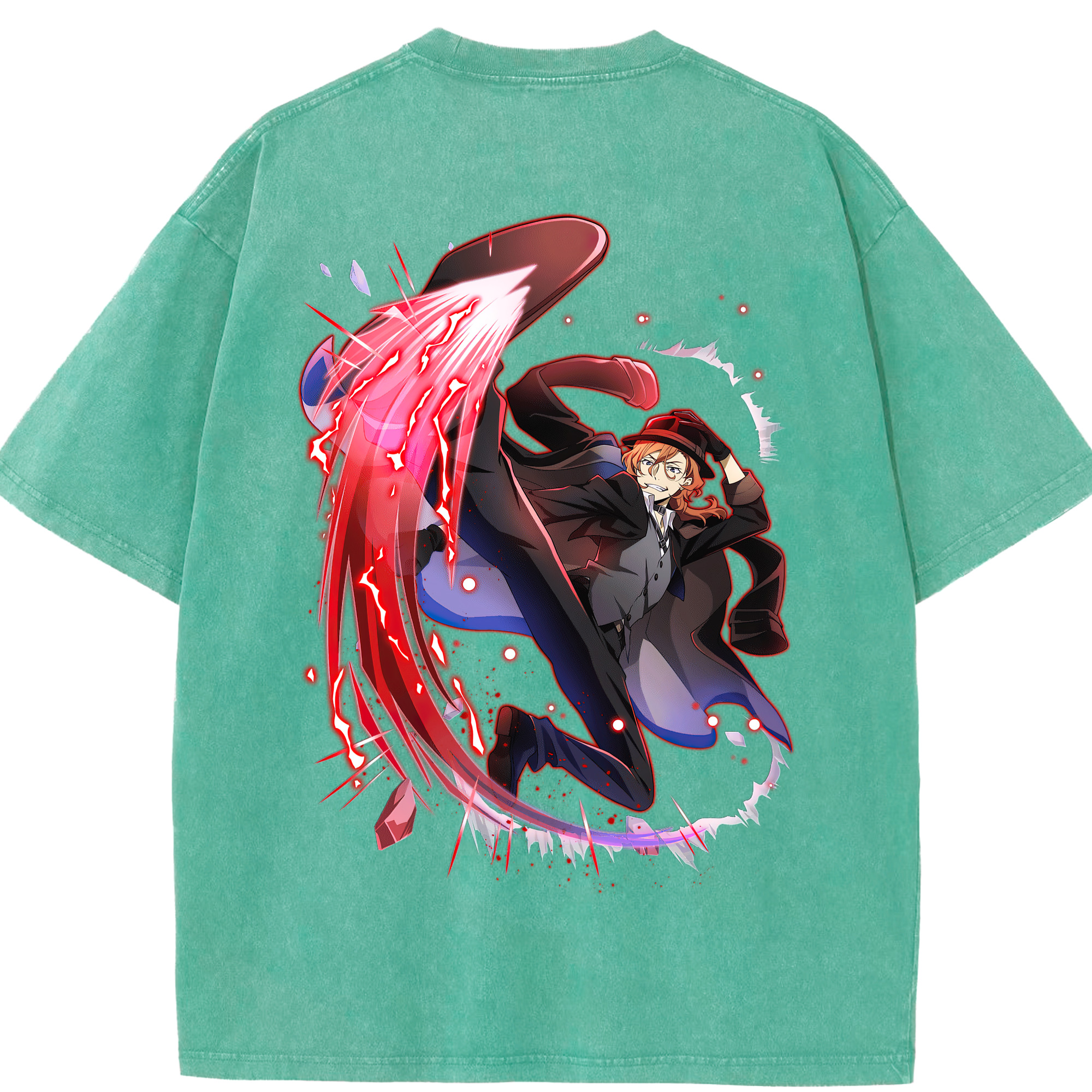 （画像用） 文豪ストレイドッグス Bungo Stray Dogs 綿100% ヴィンテージ風 半袖Tシャツ（背面プリント）
